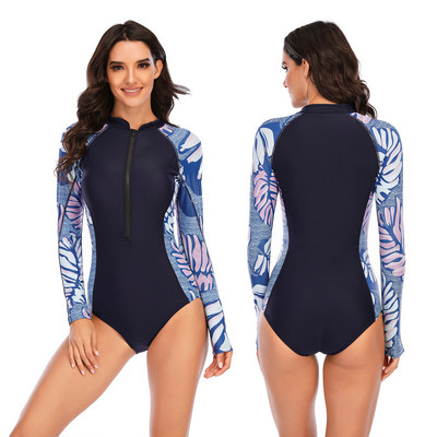 Rashguard Surfing Scufundări Costum de baie dintr-o bucată Costum de baie personalizat Sexy Surf Costum de baie cu mânecă lungă Rash Guard Femei