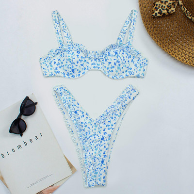 Νέο μπικίνι 2023 Γυναικεία μαγιό με στάμπα Leopard Summer Halter Μαγιό με χαμηλή μέση σέξι κορδόνι μπικίνι Badpak Dames