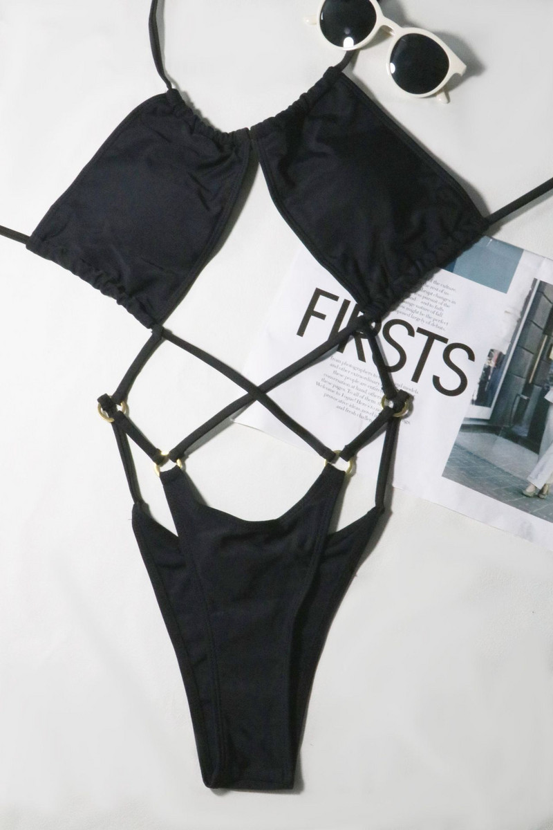 Naiste bikiinid Hollow Out Bandage ujumistrikoo Thong Cross String bikiinikomplekt Naine ujumiskostüüm Bikiinid rannariided ujumistrikoo