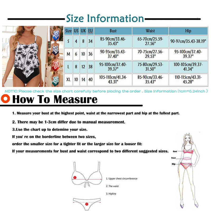 Елегантен бански с волани Дамски бикини с щампа с висока талия и подложка за гърдите, без стоманен сутиен, презрамки, презрамки, бански костюми