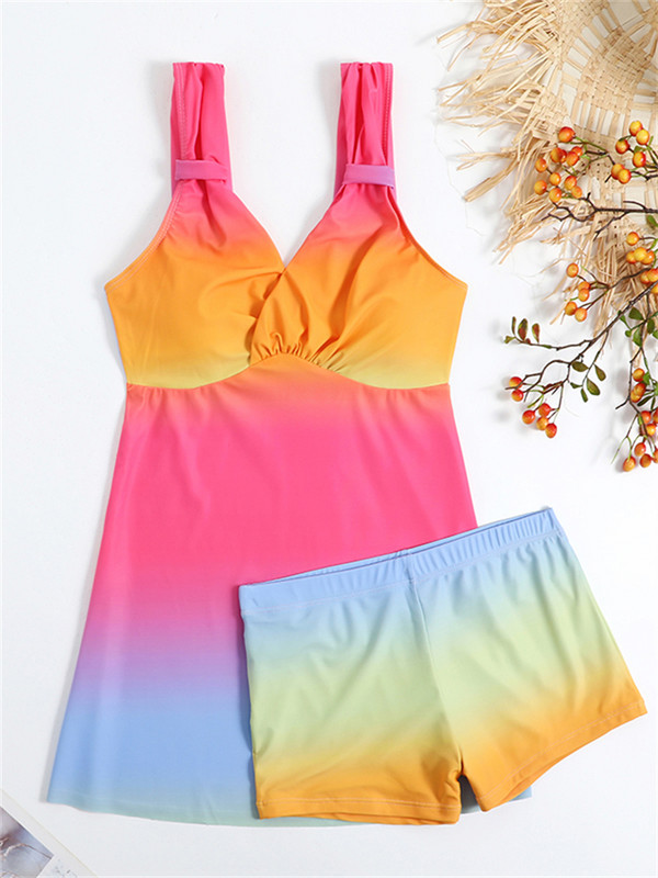 Bikini Costum de baie Femei 2023 Noua Culoare Degradată Acoperire pentru Burtă Set Bikini Boxer Shorts Costum de baie de Vară Costum de baie pentru Femei