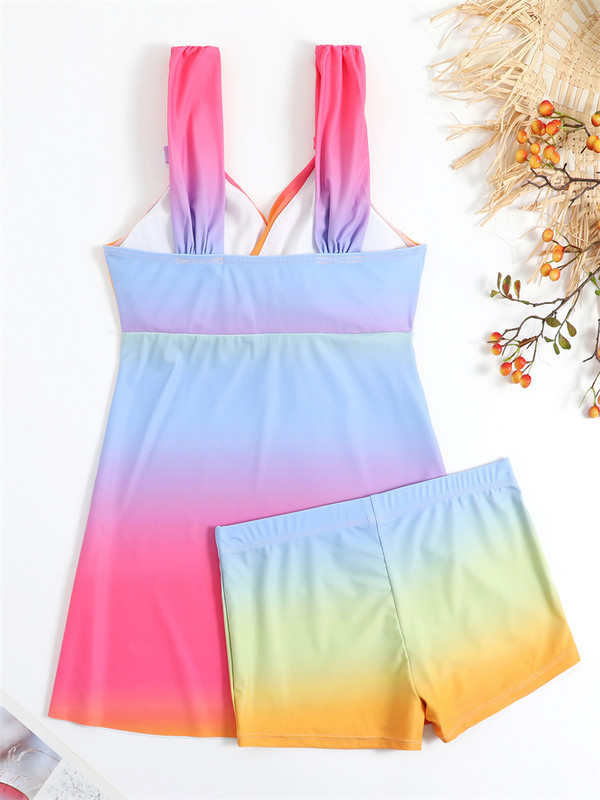 Bikini Costum de baie Femei 2023 Noua Culoare Degradată Acoperire pentru Burtă Set Bikini Boxer Shorts Costum de baie de Vară Costum de baie pentru Femei