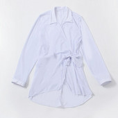 Anti-UV lélegző egyszínű perspektíva bikini Cover Up Shirt Strandruházat