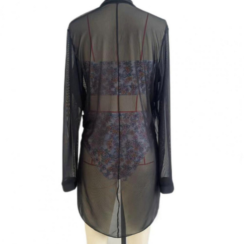 Anti-UV lélegző egyszínű perspektíva bikini Cover Up Shirt Strandruházat