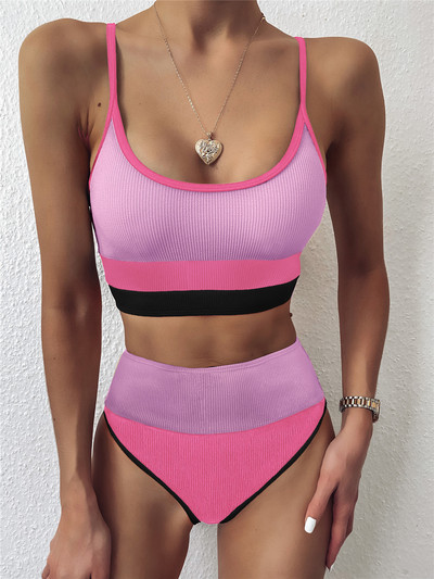 Γυναικείο μαγιό 2022 με καυτές πωλήσεις χρυσό φωτεινό δέρμα-ψηλόμεσο μπικίνι Γυναικείο μπικίνι με στρινγκ με ψηλόμεσο