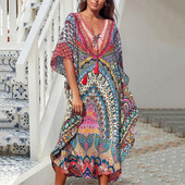 Populaarsed bikiinid Cover Up V kaelusega ainulaadsed ujumisriided Cover Up hommikumantlid stiilis Beach Cover Up