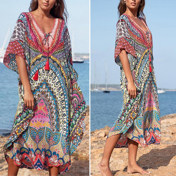 Δημοφιλές Bikini Cover Up V Neck Μοναδικά μαγιό Cover Up Robe Style Cover Beach