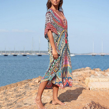 Δημοφιλές Bikini Cover Up V Neck Μοναδικά μαγιό Cover Up Robe Style Cover Beach