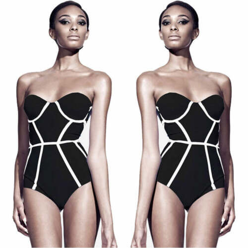 Costum de baie 2021 pentru femei, fără bretele, cu patchwork, cu push-up