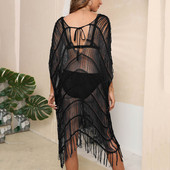 Must seksikas läbipaistev bikiinide katted Naised Tutt Splicing Deep V pikk kleit Naiste suvine rannariietus Ujumiskostüüm Cover Up