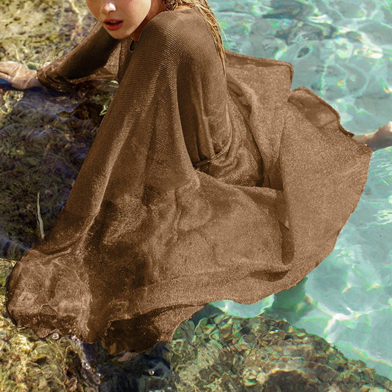 Modes vasaras Cover Up Elpojošs peldkostīmu mētelis Plāns, vienkārša tīkla dzija Sexy Cover Up