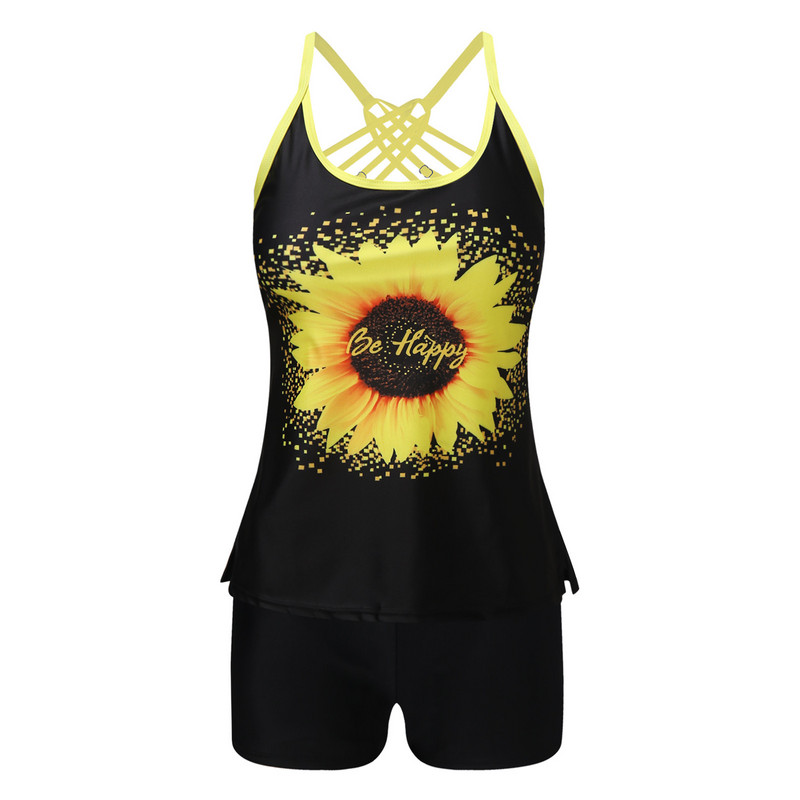 Ženski bikini komplet s remenčićima s printom na leđima Dvodijelni kupaći gaćice Kupaći kostim Biquini Badeanzug