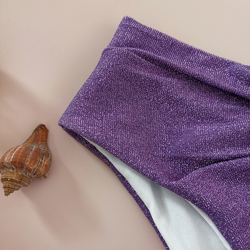 Naiste kõrged rannariided lillad naiste seksikad bikiinid Push Up ujumisriided, kaheosalised vöökohaga poolitatud bikiinid, naiste lauapüksid