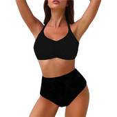 Naiste kaheosaline bikiinikomplekt, topeltrihmad, kaelarihmad, polsterdatud rinnahoidja + lillemustriga aluspüksid, rannaujumisriided