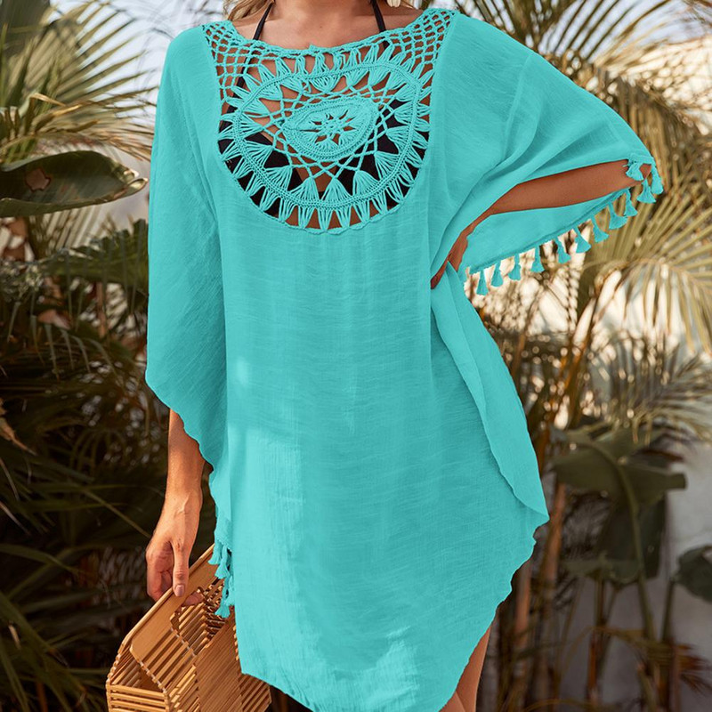 Peldkostīmi Cover Up Vienkrāsains sieviešu savārstījums Sexy Sun Protection Bikini Cover Up Bikini Cover Up ballītei