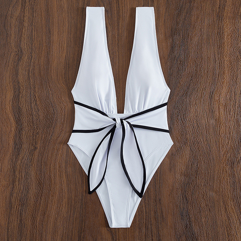 Szexi egyrészes csomózott fürdőruha női Push Up Body Deep V nyakú, hát nélküli fürdőruha fürdőruha Új Beach fürdőruha fürdőruha