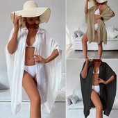 Vienrindas Dolman piedurknes bikini pārvalks uz augšu, nolaižams apkakle, perspektīvas sieviešu peldkostīmi atloks pludmales pārvalks sievietēm