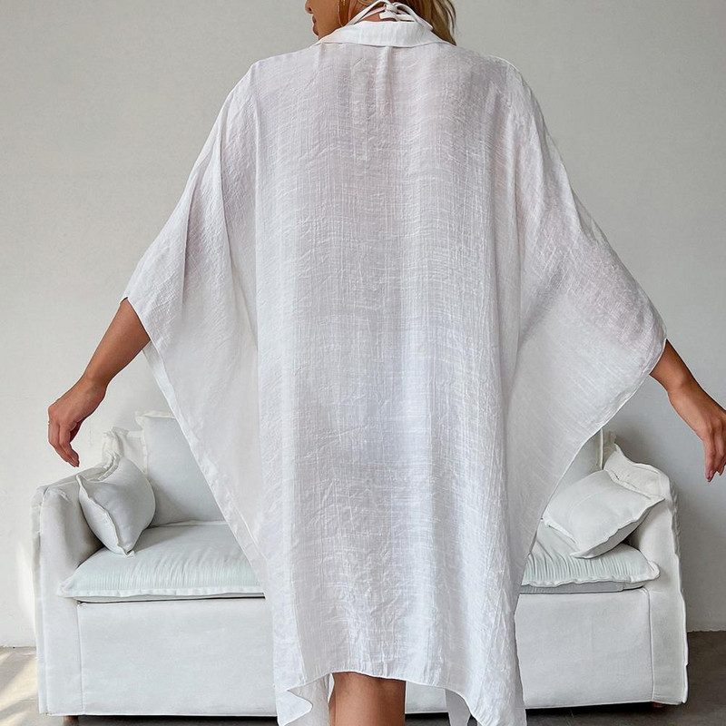 Üherealine Dolmani varrukatega bikiinide kate, alla keeratav kaelarihm, naiste ujumisriided reväär, rannakate naistele