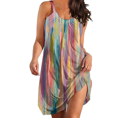 Rochie boemă de vară pentru femei, rochie de plajă, fără mâneci, rochii, imprimate la modă, pentru petrecere, pentru vacanță, rochie de soare pentru femei