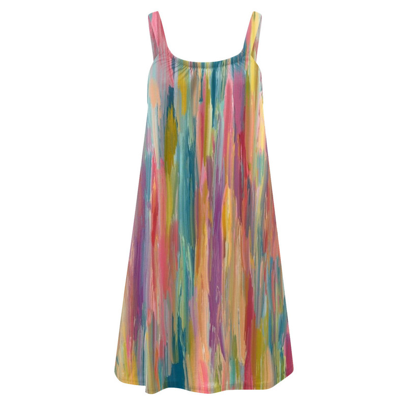 Vasarinė bohemiška suknelė moteriška Seksuali paplūdimio suknelė be rankovių Vestidos Madinga spausdinta moteriška vakarėliui skirta saulės suknelė Moteriškas chalatas