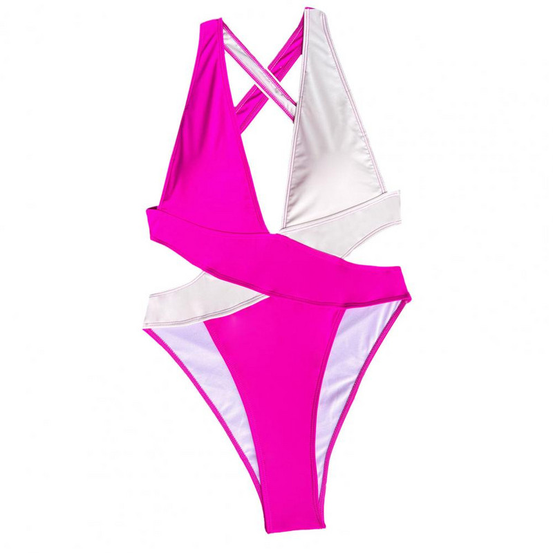 Costume de baie pentru femei Trendy No Constraint Monokini de vară Deep V Gât cu bretele încrucișate Costum de baie pentru femei Haine de surfing