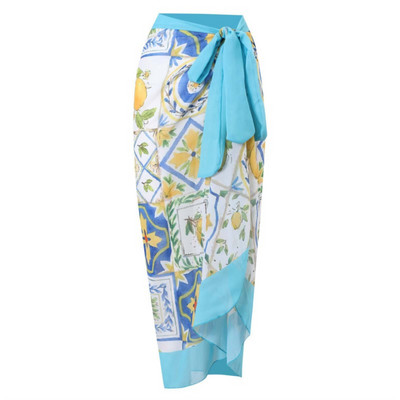 Set fuste lungi Bikini sexy Seturi 2 piese tinuta femeie imprimat sifon stramt wrap piept plaja set costum de baie dintr-o bucata primavara 2023