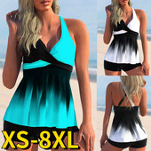 Bikini cu imprimare abstractă Costum de baie tankini cu talie înaltă Costum de baie monokini vintage pentru femei Set de două piese de vară Costum de baie