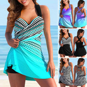 2023 Print Patchwork Tankini fürdőruhák Nagy méretű fürdőruhák Női magas derekú fürdőruha női push up fürdőruhák szoknya strandruha