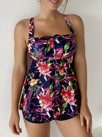 2023 Floral printed Tankini Σετ δύο τεμαχίων μαγιό κοντά γυναικεία κορδόνια μαγιό Γυναικείο μαγιό Μαγιό για το καλοκαίρι