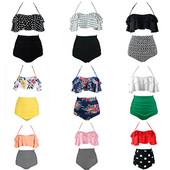 Νέο μεγάλο μπικίνι Mujer 2021 Γυναικείο μαγιό Ψηλόμεσο μαγιό Push Up Σετ μπικίνι Vintage Beach Wear Biquini Mujer