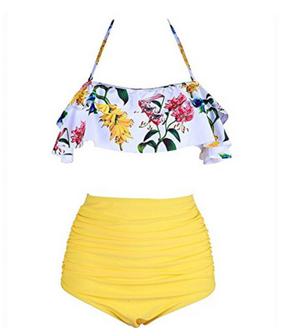 Νέο μεγάλο μπικίνι Mujer 2021 Γυναικείο μαγιό Ψηλόμεσο μαγιό Push Up Σετ μπικίνι Vintage Beach Wear Biquini Mujer