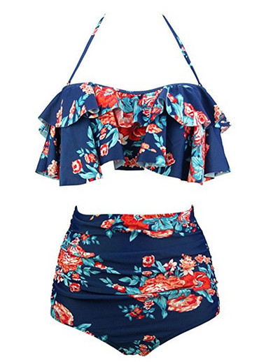 Νέο μεγάλο μπικίνι Mujer 2021 Γυναικείο μαγιό Ψηλόμεσο μαγιό Push Up Σετ μπικίνι Vintage Beach Wear Biquini Mujer