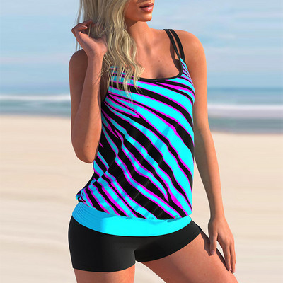 2022. aasta Tankini naiste ujumisriided, kaheosaline bikiinikomplekt, triibulise trükiga ujumistrikoo, naiste seksikas suvine supelkostüüm Mujer 5XL