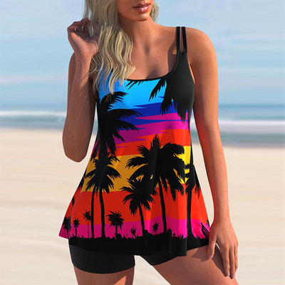 2022. aasta Tankini naiste ujumisriided, kaheosaline bikiinikomplekt, triibulise trükiga ujumistrikoo, naiste seksikas suvine supelkostüüm Mujer 5XL