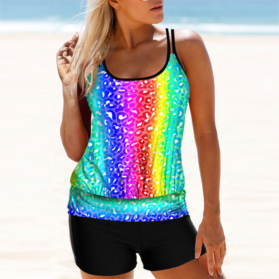 2022. aasta Tankini naiste ujumisriided, kaheosaline bikiinikomplekt, triibulise trükiga ujumistrikoo, naiste seksikas suvine supelkostüüm Mujer 5XL