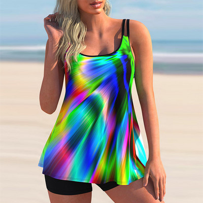 2022. aasta Tankini naiste ujumisriided, kaheosaline bikiinikomplekt, triibulise trükiga ujumistrikoo, naiste seksikas suvine supelkostüüm Mujer 5XL