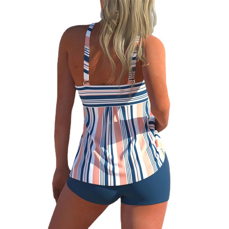 2022. aasta Tankini naiste ujumisriided, kaheosaline bikiinikomplekt, triibulise trükiga ujumistrikoo, naiste seksikas suvine supelkostüüm Mujer 5XL