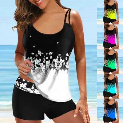 Jaunums Sieviešu Tankini Liels Bikini Komplekts Digital Print Suspender Beach Split Peldkostīms Vasaras Brīvdienu Piejūras Peldkostīmi Купальник