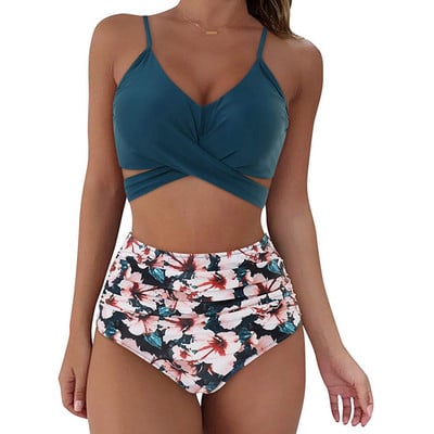 Set Push Up Costum de baie cu imprimeu sexy Costume de baie femei Soild Bikini Baie femei Costume de baie Pantaloni scurți din două piese Set pantaloni scurți de baie