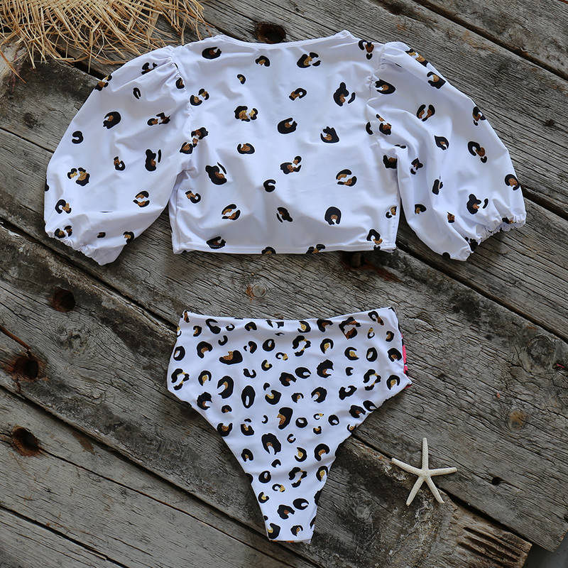 2022. aasta seksikad värvilised leopardbikiinid, naiste kõrge vöökohaga ujumistrikoo lühikeste varrukatega ujumisriided, rannariided, naiste bikiinid