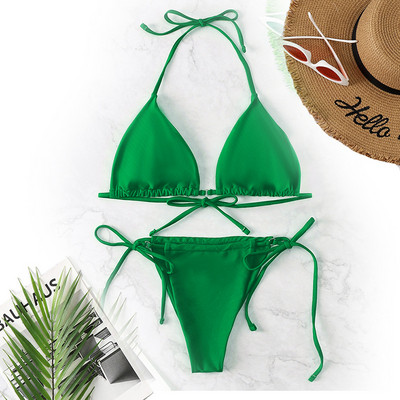 Seksikad Brasiilia stringid Bikini Mujer Ujumisriided Naiste Bandage Solid ujumistrikoo kaheosaline mikrobikiinikomplekt Push Up rannariided