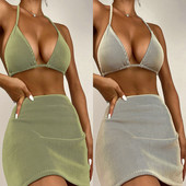 2023. aasta naiste rõivad ujumistrikoo Seksikas bikiinkostüüm Naiste kaheosaline kolmeosaline seelik, tüüp pitsitud triibuline bikiinide ujumistrikoo YD39