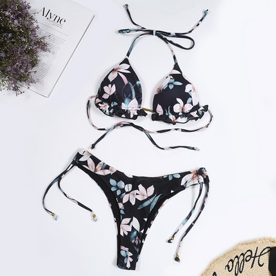 Ujumiskostüüm Leopard Bikiinikomplekt Prindiga lillelised rannas ujumisriided Push up suvised rannariided, kaheosalised madala vöökohaga ujumisriided 2023 naistele