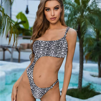 Ujumiskostüüm Leopard Bikiinikomplekt Prindiga lillelised rannas ujumisriided Push up suvised rannariided, kaheosalised madala vöökohaga ujumisriided 2023 naistele