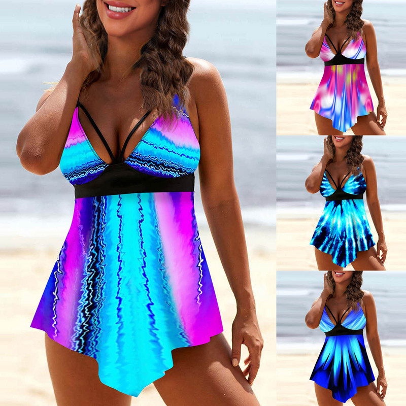 Costum de baie tankini Body sexy pentru femei Costum de baie monokini Costum de baie imprimeu Femei Mărime Plus Două piese Tip sport Tipul articolului