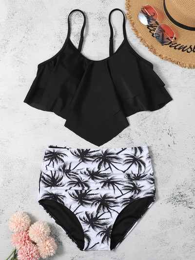 Ruffle bikiinid 2022 Naiste Push Up ujumistrikoo kõrge vöökohaga lillelised ujumisriided Naiste trükitud ujumiskostüümid suplejad Mayo biquine XXL