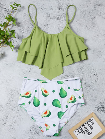 Ruffle bikiinid 2022 Naiste Push Up ujumistrikoo kõrge vöökohaga lillelised ujumisriided Naiste trükitud ujumiskostüümid suplejad Mayo biquine XXL