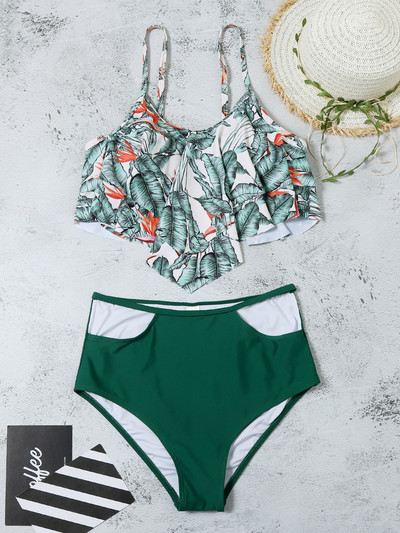 Ruffle bikiinid 2022 Naiste Push Up ujumistrikoo kõrge vöökohaga lillelised ujumisriided Naiste trükitud ujumiskostüümid suplejad Mayo biquine XXL