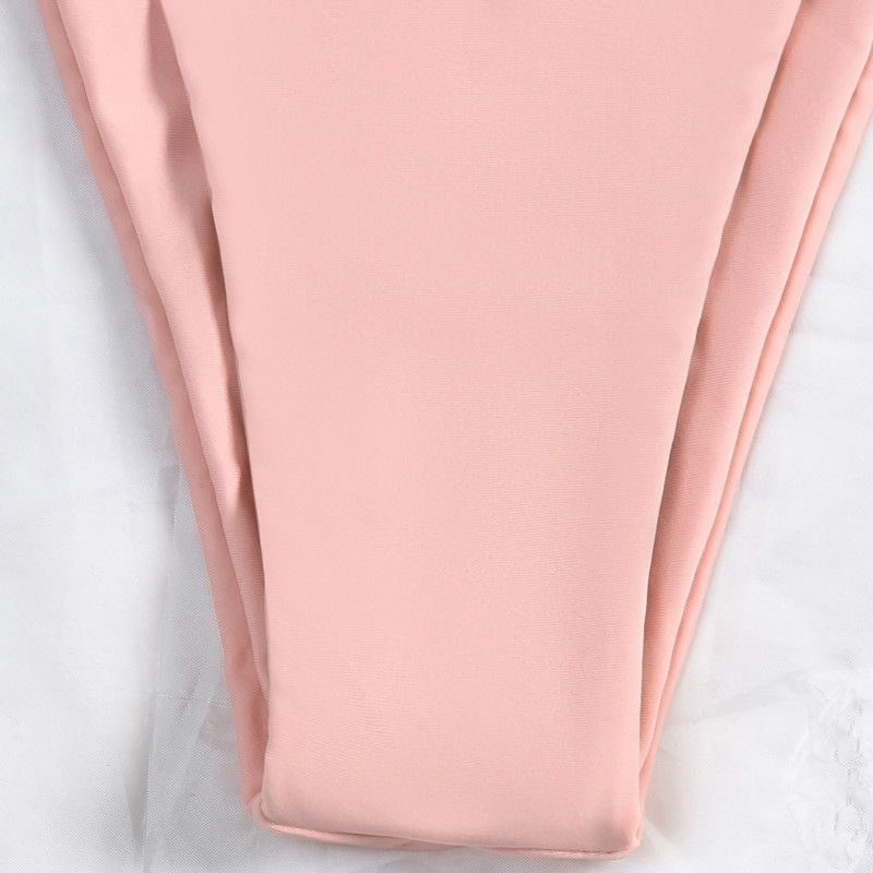 Bikini costum de baie pentru femei, la modă, cu talie înaltă, roz din nailon, cu volan, din dantelă, costum de baie купальник 2022 новинка ropas de baño