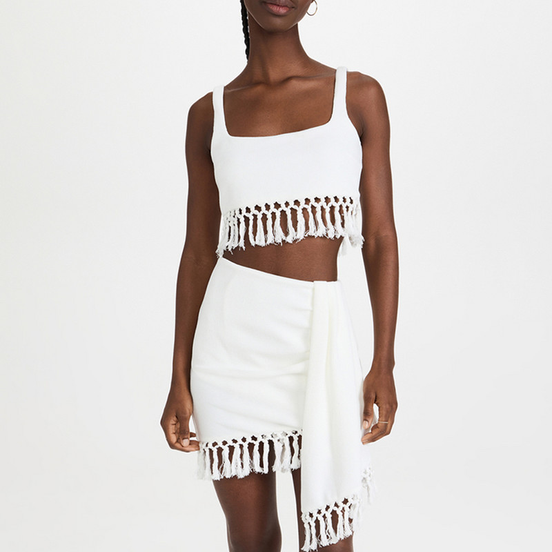 Prinditud Sling-bikiinikomplekt, kaheosaline kõrge vöökohaga lõigatud narmastega ujumistrikoo Naiste rannarõivad, elegantsed seljataga lihtsad ujumisriided, mood